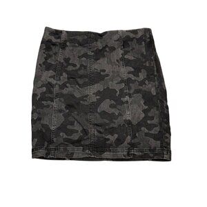 Black Camouflage Stretch Mini Skirt Women M Cotton/Spandex Blend